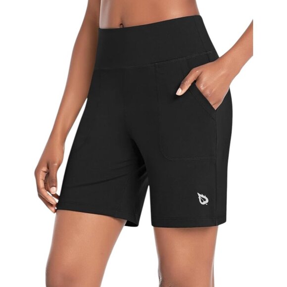 NWOT Baleaf Shorts Bermuda Athletic Running High Waisted Black S - Picture 1 of 6